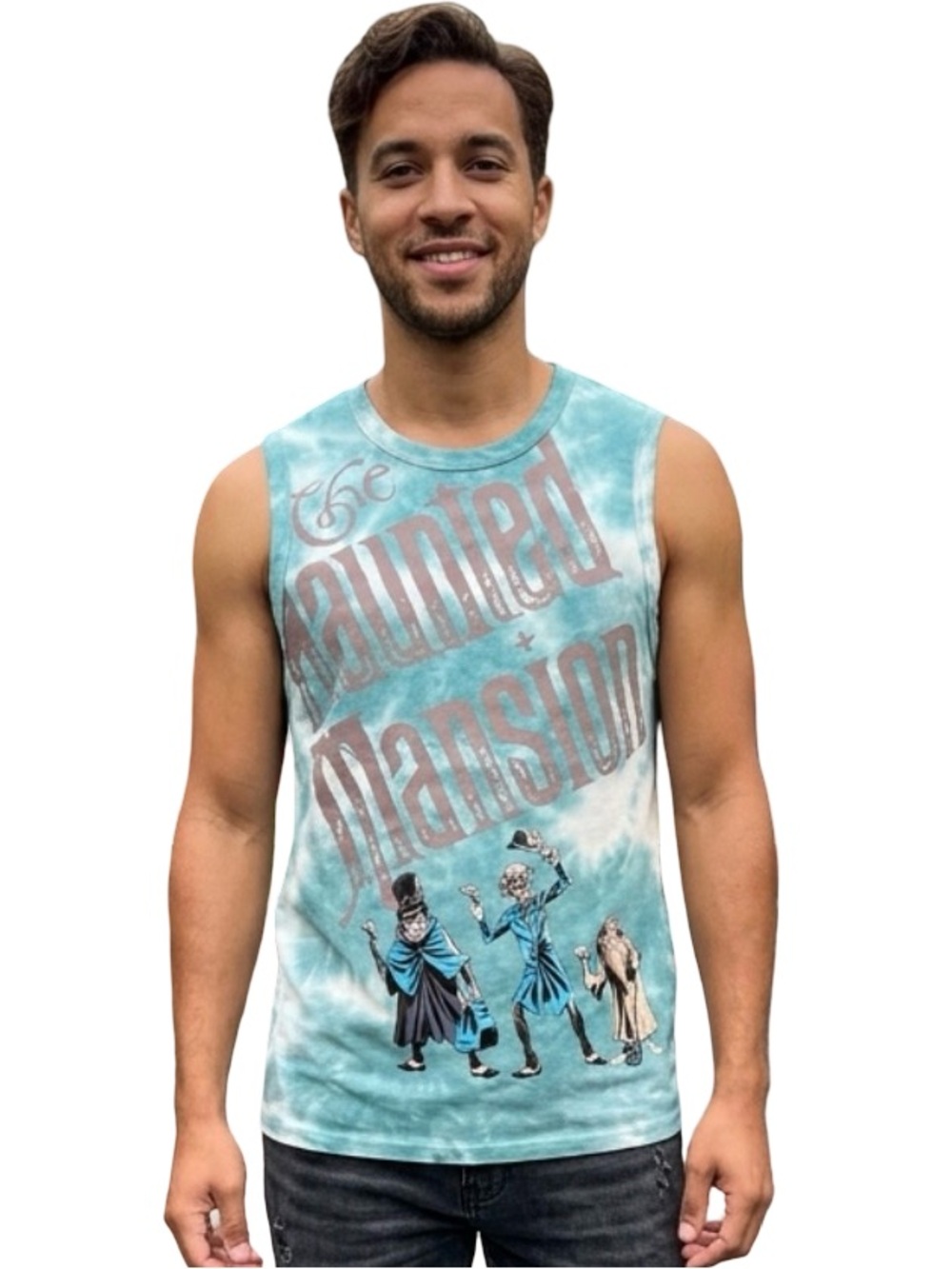 Disney Parks Haunted Mansion tie-dye muscle tank top hitchhiking Ghosts NWT S